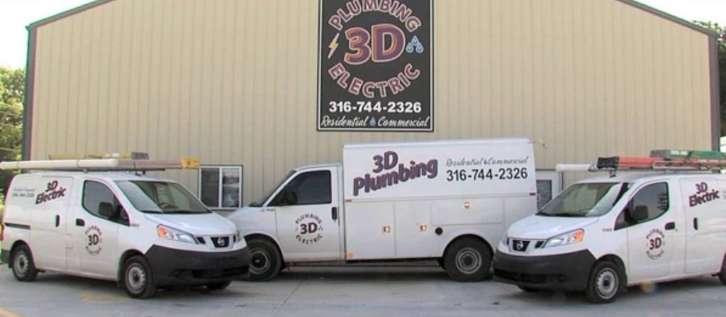 3D Plumbing Electric Heating and Air serves the Wichita area.